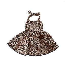 Girl Dresses Children's Summer Girls Sleeveless Ruffles Leopard Print Dress Cotton Baby Korean Backless