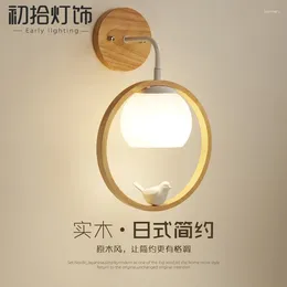 Wall Lamp Homhi Bird Wood Frame Glass Led Light For Bedroom Reading Modern Corridor Decorative Lamps The Living Room HWL-234