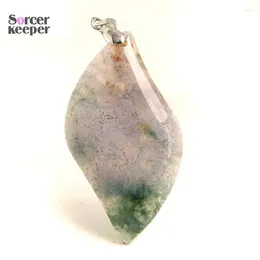 Pendant Necklaces Women Men Fashion Jewellery Natural Dendritic Moss Agate Stone Leaf Shape Necklace Timeless Gift For Making BM314