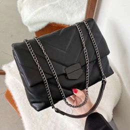 Shoulder Bags Chain Design Pu Leather Crossbody For Women 2024 Trend Embroidery Thread Bag Female Trending Handbags