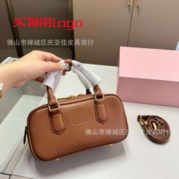 Designer mui mui bag Zhimiu Homes New Bowling Ball Genuine Leather Metal Diagonal Straddle Single Shoulder Cowhide Womens Bag Physical Belt