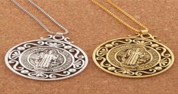 12pcs Retro Saint St Benedict of Nursia Patron Against Evil Medal Pendant Necklaces N1787 24inches 2Colors8955663