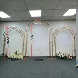 Party Decoration Shiny Arch Gilded Shelf Wrought Iron Screen Arches Frame Wedding Backdrop Decor Props Geometry Artificial Flower Stand