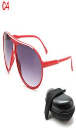 2pcs Men Unisex Brand Design Sunglasses Vintage Retro Outdoor Sports Driving Big Red Frame Grey 63mm lens Glasses Eyewear With Box6757299