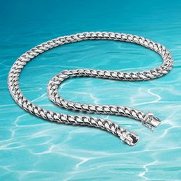 Fashion 10mm Neck's Necklace Sterling Sterling 925 Gioielli Cuban Link Chain Handome Cool Male Collace Gift X0509273U