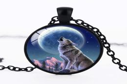 2017 diy men diy glass wolf choker jewelry viking wolfish glass po cabochon chain necklace Silver vintage horse art pendant acc9927482