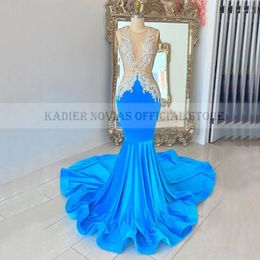 Party Dresses Custom Made Mermaid Blue Prom For Black Girls Homecoming Graduation Formal Occasion Vestidos De Gala