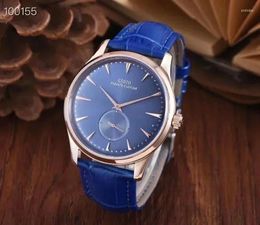 Wristwatches Luxury Mens Automatic Watch Mechanical Sapphire Black Blue Leather Luminous Rose Gold Simple White Dial
