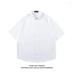 Men's Dress Shirts Explosion Has Sold 30W Ice Silk Short-sleeved Shirt Summer Breathable Cool Solid Colour White Figure Men
