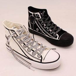 Casual Shoes S 2024 Spring Hand Painted Canvas Women High Top Fashion Cool Men Sneakers Kids Flat Walking