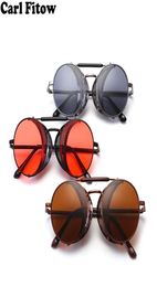 2019 Retro Steampunk Sunglasses Round Steam Punk Metal Shields Sunglasses Men Women UV400 Gafas de Sol8986810