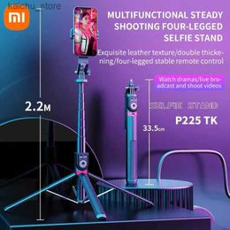 Selfie Monopods Bluetooth Selfie Stick 2.2m Tripod Camera Stick with Remote Control for Livestream Selfie Photography with Fill Light Y240418