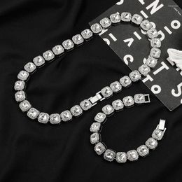 Link Bracelets Hip Hop Trend Alloy Set Rhinestone Cuban Necklace Bracelet For Women Wedding Engagement Girlfriend Birthday Christmas Gifts