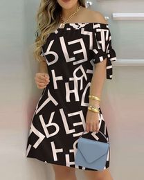 Designer women's clothing 2024 summer casual New Womens Printing fashion sexy womens Printed Dress One shoulder off the shoulder women's dress skirts for women 2P2G