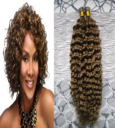 8 Light Brown Brazilian deep wave human hair keratin remy hair 100gstrands brazilian virgin curly i tip hair4014083