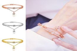 Bangle Women Diamond Star Charm Bangles Korean Fashion Rose Gold Silver Color Bracelets Light Luxury Accessories Gifts For2000502