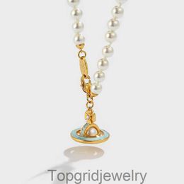 Ashion Schmuck Halsketten Anhänger Luxusbrand Kette Planet Halskette Saturn Perlen Halskette Satelliten Schlüsselbein Kette Geschenkschmuck für Frauen ausdrücken ihre Liebe