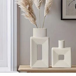 Square Vase Rustic Home Decor Minimalist Nordic Boho Style for Living Room Shelf Table Bookshelf Mantel and Entryway V 240415