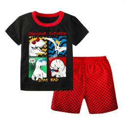 Clothing Sets Boy 2 To 3 4 5 6 7 8 9 10 11 12 13 Years 2024 Toddler Dinosaurio Children Outfits Set Black Cool Plaid Kids Summer Suit