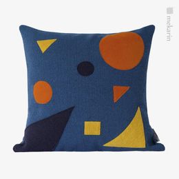 Pillow Modern Children's Room Sofa Bedroom Yellow And Blue Stitching Planet Cloth Embroidered Square Waist