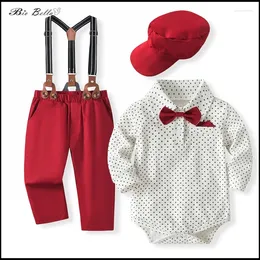 Clothing Sets Spring Boy Baby Clothes Formal Birthday Party Gentlemen Toddler Tie Bodysuit Show Elegant Children Autumn Costume Set Boys