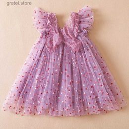 Girl's Dresses Baby Girl Clothes Suspender Cute Polka Dot Girls Dress for 1 to 5 Yrs Summer New Birthday Princess Dress with Butterfly Wings