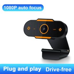 Webcams HD 1080P Webcam Mini Computer PC WebCamera with USB Plug Rotatable Cameras for Live Broadcast Video Calling Conference Work