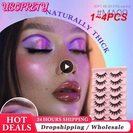 False Eyelashes 1-4PCS GROINNEYAEyelashes 3D Natural Lashes Fluffy Soft Cross Manga Wispy Eyelash Extension Makeup