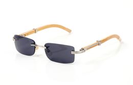 2020 luxury buffalo horn glasses brand designer sunglasses for men women rimless rectangle bamboo wood sunglasses with boxes case 2710098