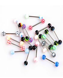 100pcsLot Body Jewellery Fashion Mixed Colours Tongue Tounge Rings Bars Barbell Tongue Piercing7452190