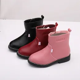 Boots Children Shoes Winter Warm Fur PU Leather Waterproof Outdoor Kids Rubber Baby Girls Snow