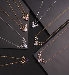 Pendant Necklaces Luxury Necklace Deer Designers Jewellery Coloured Diamonds Women Fashion Titanium Steel GoldPlated Never Fade Not 4003888