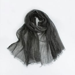 Шелковая шерсть длинный шарф для женщин весенний осенний свет прозрачный шаль буфандаса