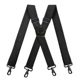 Mens Heavy Duty Work Suspenders 38cm Wide X-Shape with 4 Swivel Snap Hooks Adjustable Elastic Biker Snowboard Trouser Braces192t