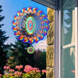 Wind Spinner 12 Inch Metal Art Geometric Boho Mandala Hanging Chime Spinners Kinetic Yard Garden Decoration Outdoor Indoor 240409
