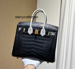 Women Luxury Handbag L Handmade Coloured Womens Bag BK25cm Mist Faced Crocodile Skin Straddle Handheld Womens Bag