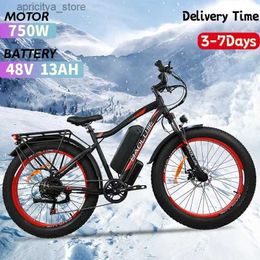 Bikes 2024 new ectric mountain bike 26*4 fat tires 48V750w ectric bicyc suitab for mountain snow beaches L48