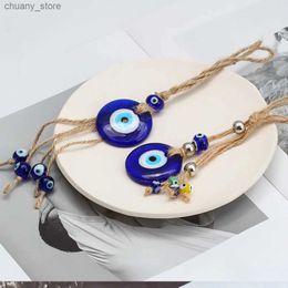 Keychains Lanyards Glass Blue Evil Eye Pendant Fenghui Trkiye Nazar Pearl Wall Decoration Home Living Room Car Amulet Gift Y240417