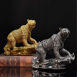 Animal Statue Ornament Wolf Bear Horse Lion Figurines Wildlife Sculptures Quality Resin Home Decorative Objects 240411