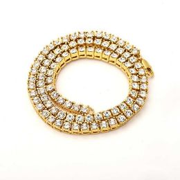 Fashion Brand Hip Hop Diamond Necklace Full Rhinestone Single Row Necklace Hip Hop S925 Designer High-end Jewelry