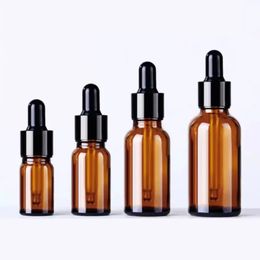 2024 Dropper Bottles 5ml-100ml Reagent Eye Drop Amber Glass Aromatherapy Liquid Pipette Bottle Refillable Bottles Travel for reagent eye