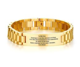 To My Son Courage Is Not The Basence Love Mom Men Bracelet Stainless Steel Brackelts Brazalet Braslet Armband Jewelry Gift3883981