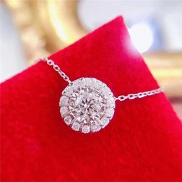 Chains Korean Trend Geometric Round Necklace Full Of Diamonds Sterling Silver Clavicle Chain Small And Versatile Commuting Accessories