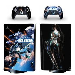 Joysticks Game Stellar Blade PS5 Disc Sticker Decal Cover for Console and 2 Controllers PS5 Disc Skin Vinyl