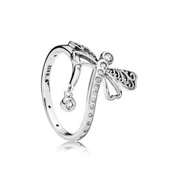 Beautiful Crystal dragonfly RING Original Box set for 925 Sterling Silver CZ Diamond RING Fashion accessories1687385
