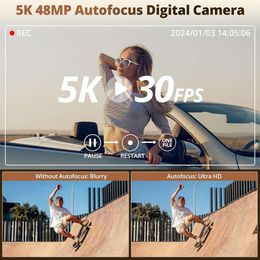 5K Digital Camera with Front and Rear Lenses for Photography, Autofocus Vlogging Camera for YouTube with Viewfinder, 16x Digital Zoom, Anti-Shake