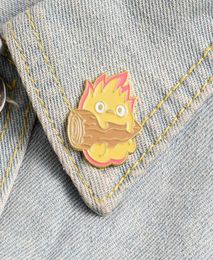 Jewellery Brooch pin for women men brooches pins Calcifer Enamel Custom Japanese Anime Fire Elf Badge Bag Lapel Buckle Howl Gift Fri9567480