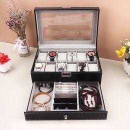 12 Grids Watch Box PU Leather Watch Case Holder Organiser Storage Box for Quartz Watches Jewellery Boxes Display Gift 240412