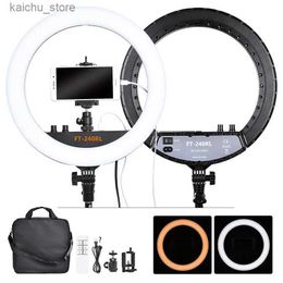 Continuous Lighting Fosoto FT-240RL Ring Light 14 inch Photography Lighting 240 Leds 3200-5600K Camera Photo Studio Phone Led Ring Light Remote Control Y240418