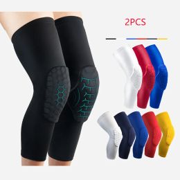 Safety 2PCS Honeycomb Sports Knee Pads Breathable Knee Brace Elastic Leg Sleeve Calf Compression Support Volleyball Running Protector